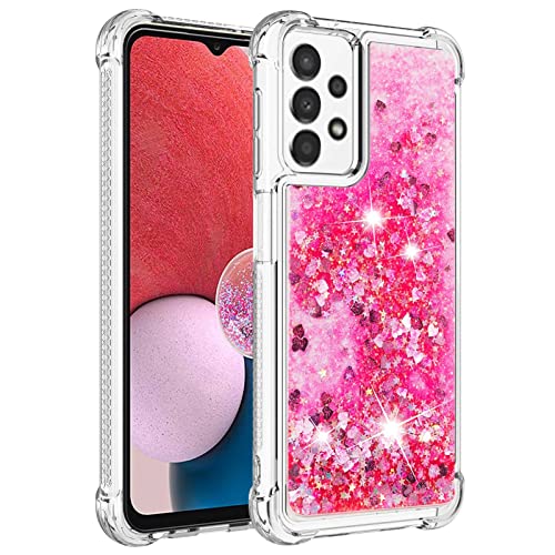 KBIKO-zxl Compatible con Funda Glitter Liquida con Cuerda para Samsung Galaxy A13 4G, Glitter Cristal Suave Silicona TPU Anti Golpes Bumper Protector Carcasa para Galaxy A13 4G.Pink YBL Cover