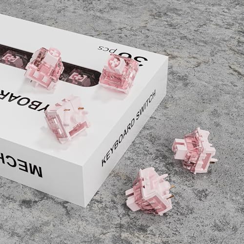 Image of Zhouwang Pink Keyboard Switches,5-Pin Pre-Lubed with Wall Dustproof Tactile Switches for MX Mechanical Gaming Keyboard(Pink,36PCS)