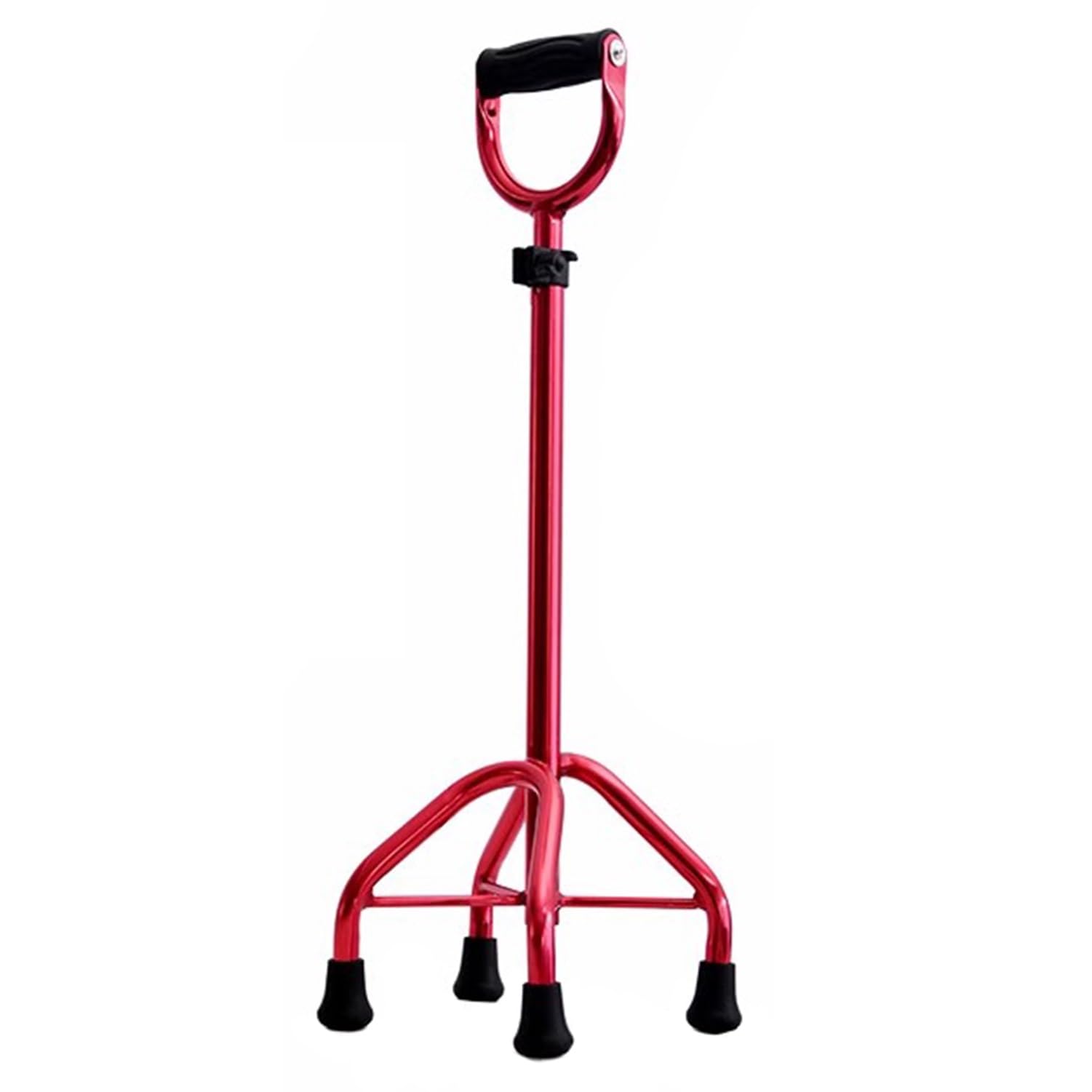 Bastón cuádruple para personas mayores, altura ajustable con base grande, bastón de estabilidad de aluminio ligero de 4 puntas, soporta hasta 160 kg