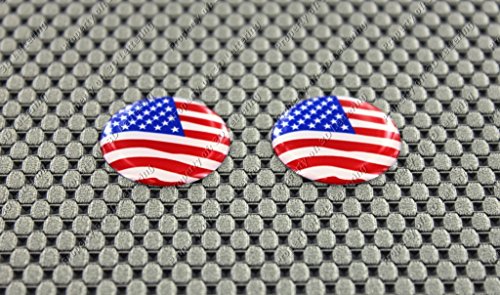 Usa Us America Flag 3D Domed Circle Round Decal Mini Sticker Pair #TOP2