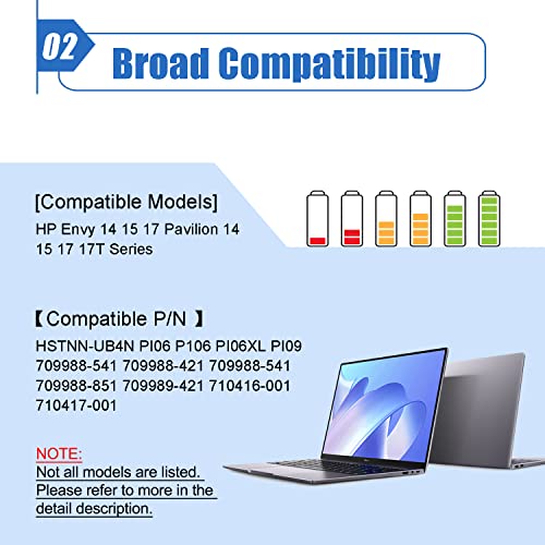 Dentsing Pi06 Compatible Laptop Battery With Hp Envy 14 15 17 Pavilion 14 15 17 17T Series P106 Pi06Xl Pi09 709988-421 709988-541 709988-851 709989-421 710416-001 710417-001 Hstnn-Lb4N M7-J020Dx #TOP2