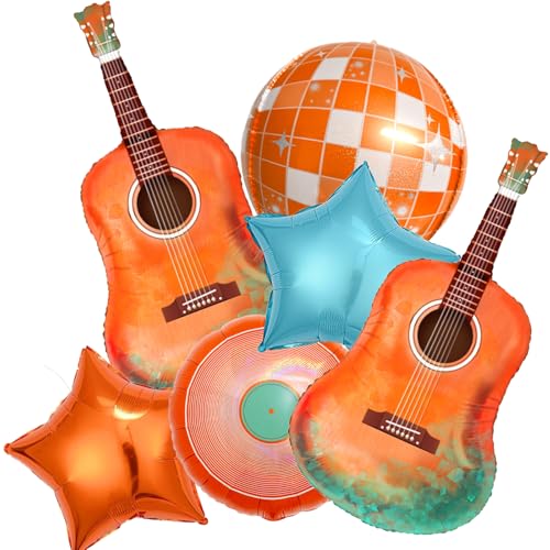 Orange Guitar Balloons Disco Ball Balloons Showgirl Life Party Decorations Beach Music Festival Party Decor Tayloo Birthday Decorations Orange Guitar Summer Beach Decorations Life of A Show Girl Decor