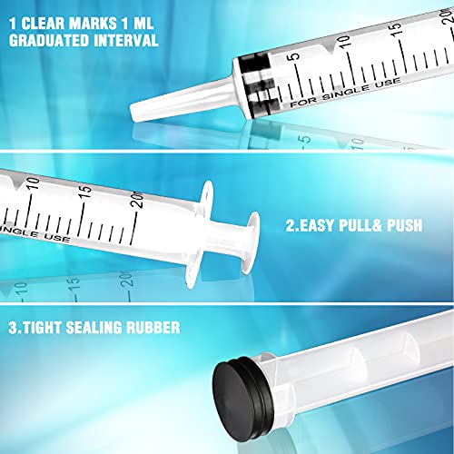 8 Stück 20ml Spritze mit Deckel,Kunststoffspritze sterile Verpackung mit Messung für wissenschaftliche Labore,Dispensieren,Messen von Flüssigkeiten,Tierfütterung,Pflanzenbewässerung