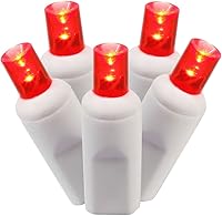 Vista 9 de Vickerman Juego de 100 luces LED de gran angular púrpura claro en cable blanco