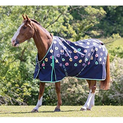 Bridleway Ontario Lightweight Turnout Rug - Navy Donut, 78 inch / 6ft 6in, Navy Donut Cover