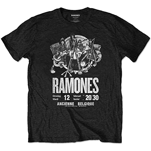 Ramones Camiseta Belgique Live Band Logo Oficial Eco Hombres Negro