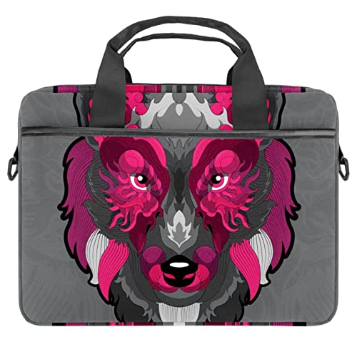 Sac ordinateur 13-14 pouces imprimé chien de Noël et loup ethnique