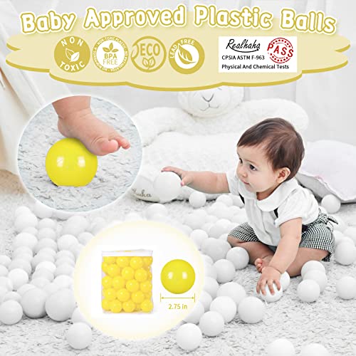 Realhaha Larger Plastic Balls for Ball Pit, Play Pin Balls for Toddlers Kid Ball Pits & Accessories for Bounce House,2.76 inches,50 pcs Yellow