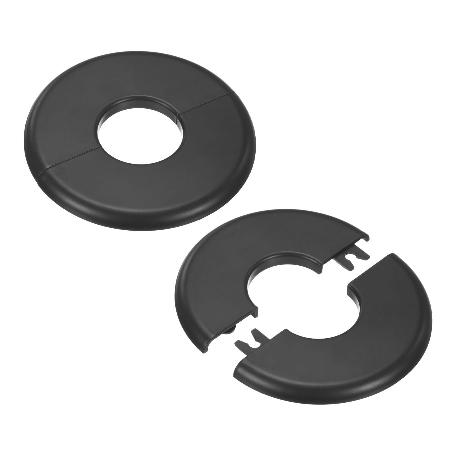 M METERXITY 2-Pack Wall Split Flange, for 1.3 Inch/32mm OD Pipe ABS Escutcheon Plate Round Self-Adhesive Plumbing Cover Plates for Water Pipe/Faucet [Black]