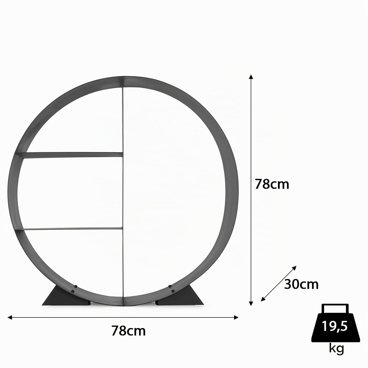 Moritz Kaminholzregal 4 Fächer 78 cm Metall schwarz Brennholzregal innen | Feuerholzregal und Kaminholzständer als Design-Stück, dekorative Holzaufbewahrung für Wohnzimmer, Kamin, Ofen und Veranda