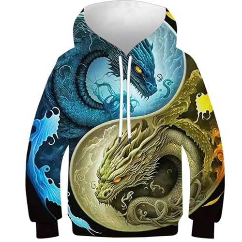 Sweat Yin-Yang imprimé 3D ado pour le collège et les sorties de taille 10-12 ans