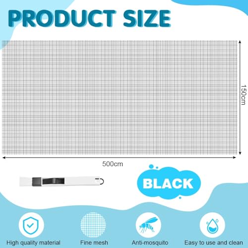 BUZIFU Window Screen Mesh 150 x 500cm Fiberglass Screen Fly Screen Wire Mesh Insect Mesh Replacement Cuttable Mosquito Net Pet Screen with Cleaning Brush for Windows Doors Patio Cat-Proof - Image 2