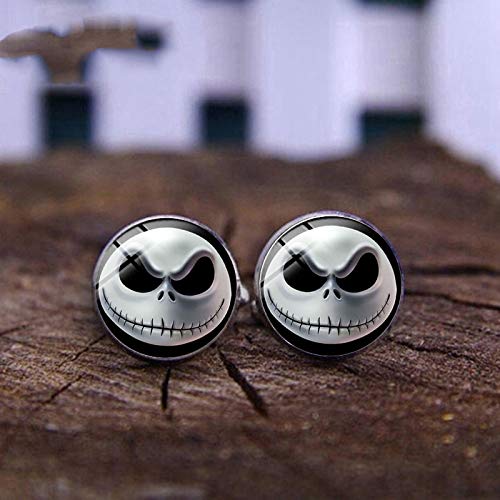 Gemelos de esqueleto de Halloween Cúpula de cristal Pesadilla Antes de Navidad Cráneo de dibujos animados Plata Bronce Negro Hombres Regalos Joyería Cover