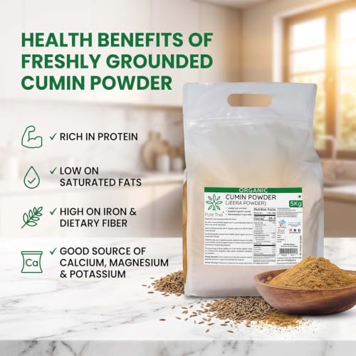 Image of Pure Tree Certified Organic Jeera Powder | 5 Kg / 5000 g | Jeelakarra | Zeera Powder | Cumin Powder | Boost Immunity | Adds Flavor to Curries & Veg
