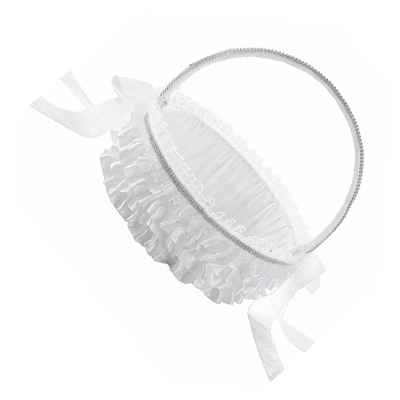 Amosfun Wedding Flower Girl Basket Lace Trim Petal Holder Rustic Floral Basket for Weddings Engagements Anniversaries Portable Decoration for Flower Girls and Table Centerpieces