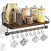 Alsonerbay Floating Shelf Wall-Mounted, Coffee Bar Shelf with Hooks and Towel Bar, Kitchen Shelf for Organizing Cooking Utensils and Mugs