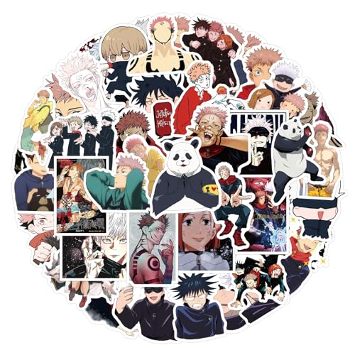 50 calcomanías de Jujutsu Kaisen para niños, calcomanías de vinilo impermeables de dibujos animados de anime para adultos, adolescentes, niñas, estudiantes, botella de agua, laptop, teléfono
