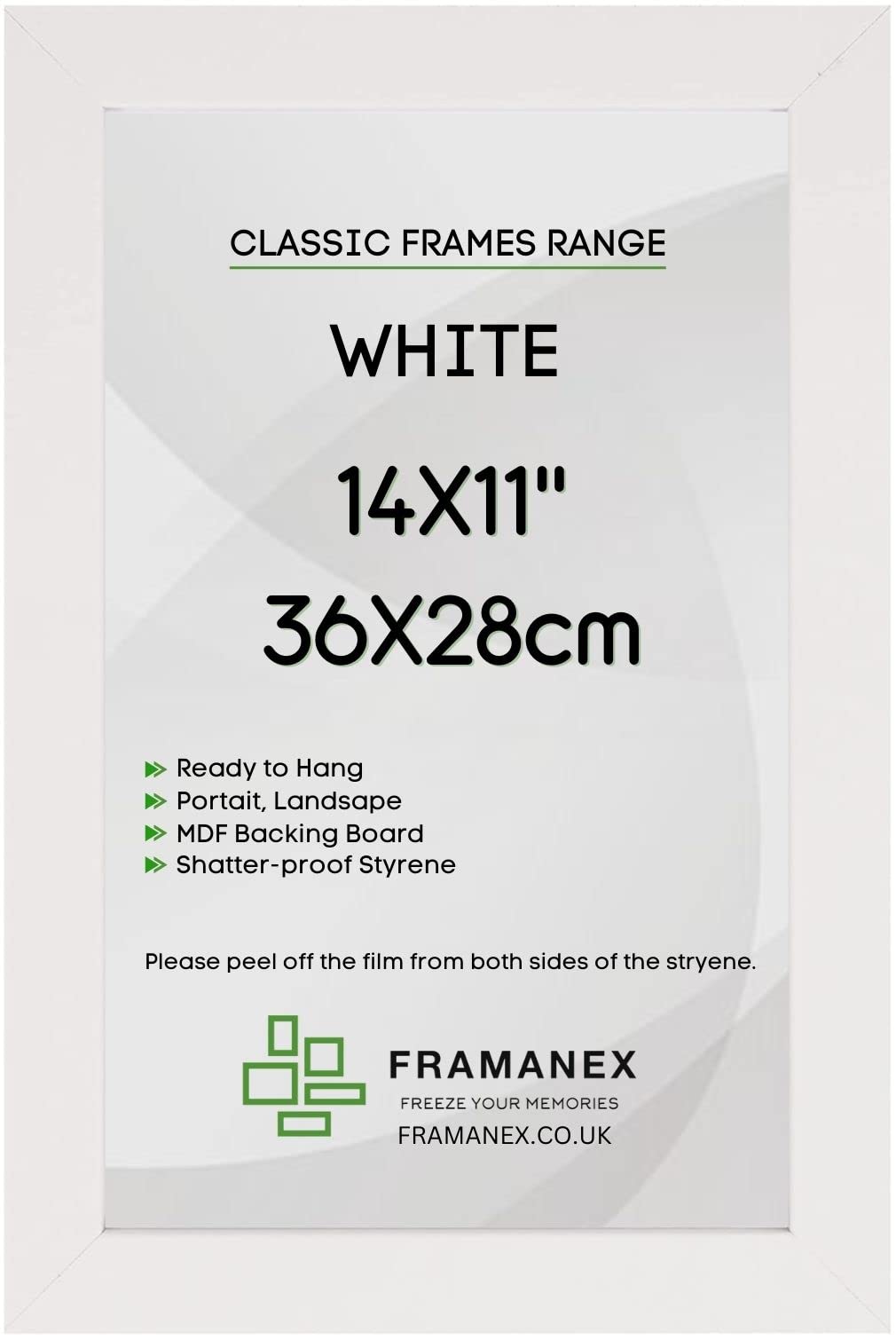 FRAMANEX Modern White Colour 14X11 Picture Photo Poster Frames | 11X14 Inch Rectangle Picture Frame | Wood Finish Photo Frame