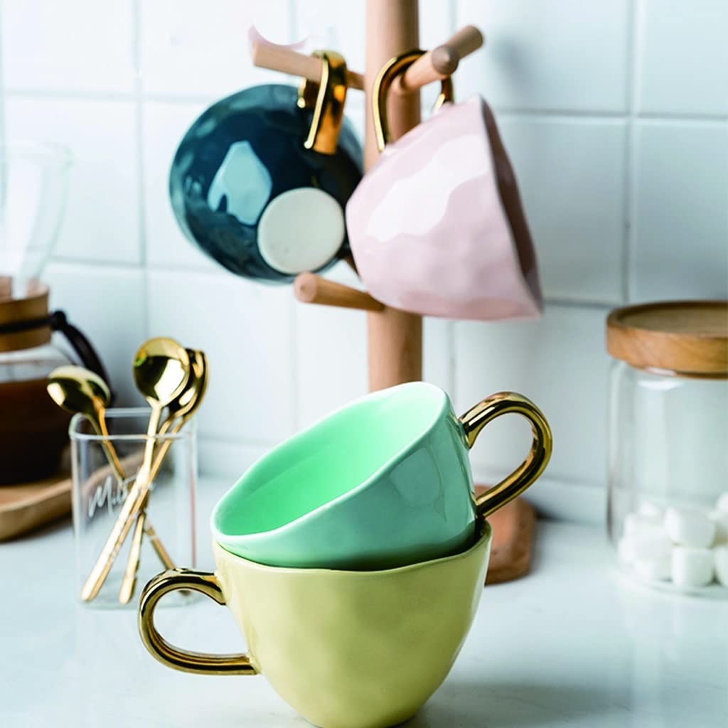 Taza para Beber, Taza de café de cerámica, Taza con Cuchara, Taza para Beber Agua y Tazas para el hogar, aptas para lavavajillas, refrigeradores, microondas, Juego de Tazas para café