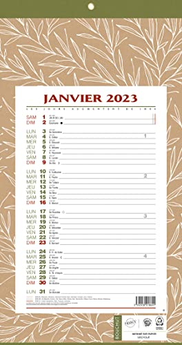 BOUCHUT Calendrier bloc mensuel Natura à feuillets année civile 2023 19 x 36 cm Cover