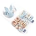 Cadena de chupete para bebés, kit de cuentas de ganchillo de madera de silicona para dentición de conejo con clips de estrella DIY para clips de chupete (Azul)