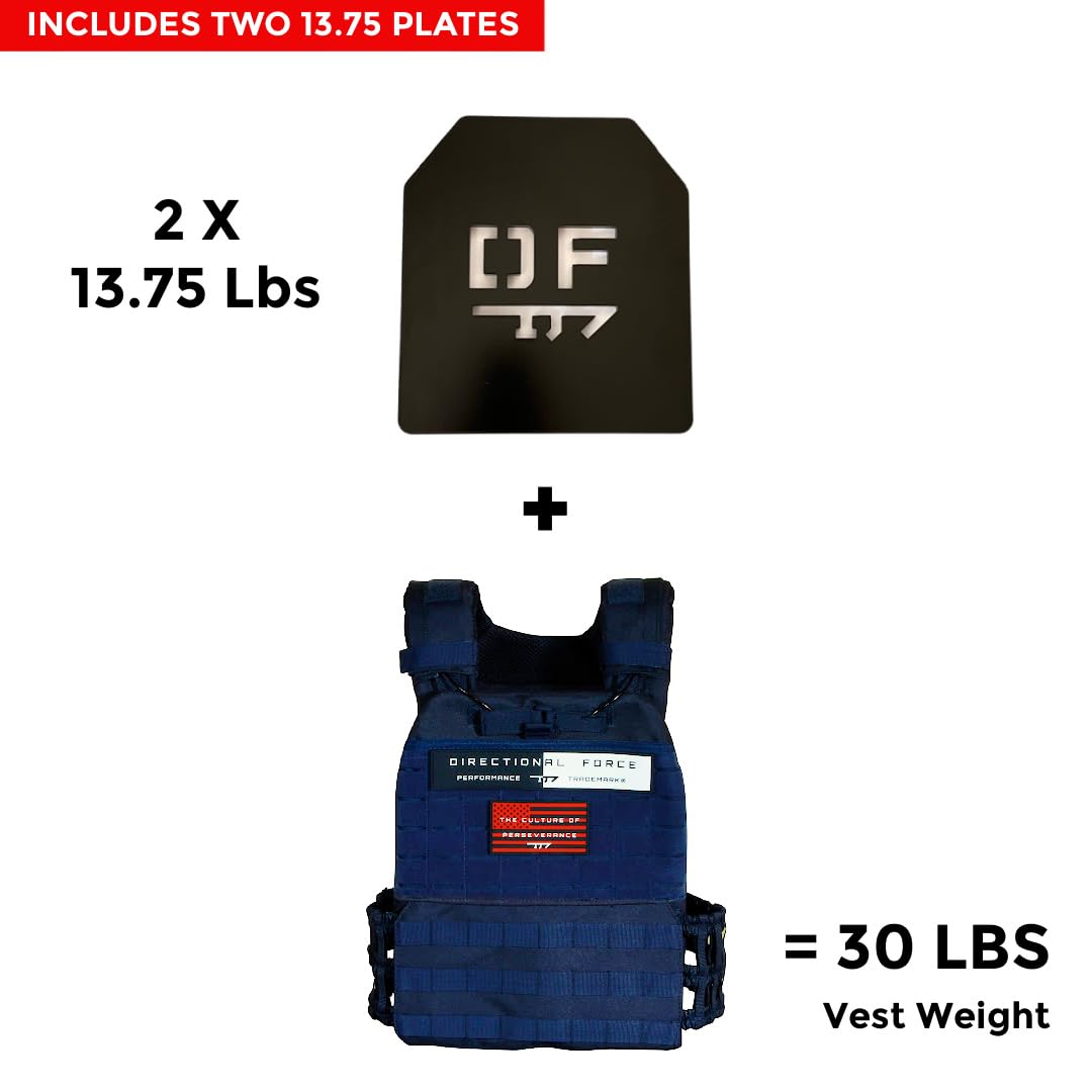 Directional Force | Weight Vest Plates | Steel Plates for Weight Vest Gym Equipment | Performance Apparel & Products - 27.5 LB Vest Pair
