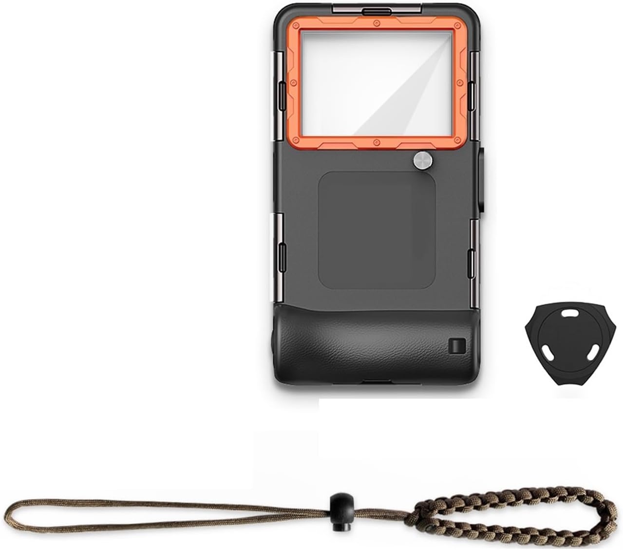 Multifunctional Durable Waterproof 15m /50Ft Universal 6.9inch Phone Case Underwater Photography Ip68 Professional Diving ，Compatibility for Samsung Xiaomi(Black Orange)
