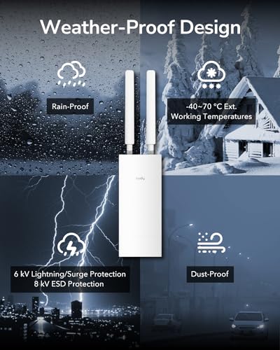 Image of Cudy Outdoor AX3000 HighPowerWiFi6 Access Point,IP65 Weather Proof,External High Power FEMs,Gigabit RJ45Ports,Support 802.3at or 48~57V Passive PoE,Lightning Protection,MU-MIMO (Renewed)