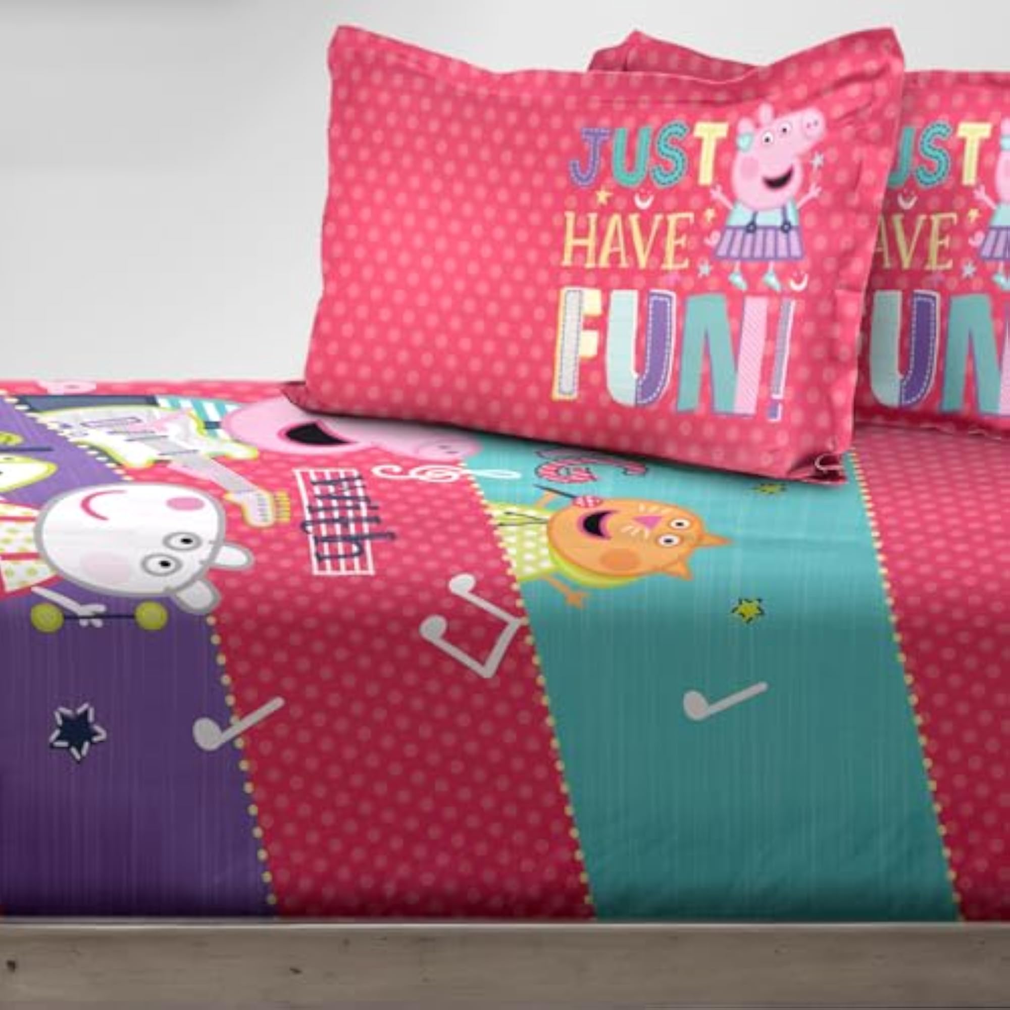 Peppa Pig Digital Printed 100% Cotton Bedsheet with 2 Pillow Covers