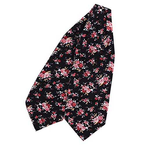 Dan Smith C.C.AQ.F.003 Black White Pink Floral Cotton Men's Tuxedo Cravat Hanky - Thumbnail 4