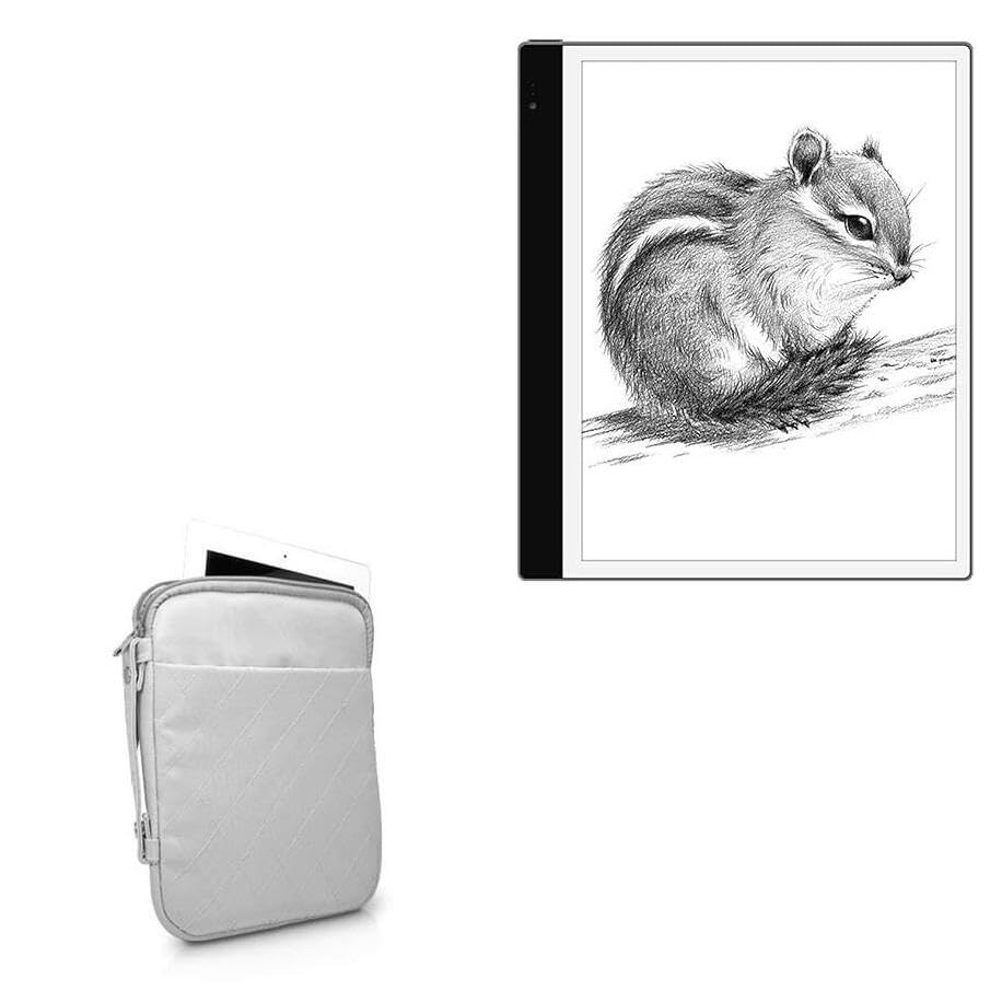 BoxWave Case Compatible with Bigme inkNoteS (10.3 in) - Quilted Carrying Bag, Soft Synthetic Leather Cover w/Diamond Design - Cool Grey