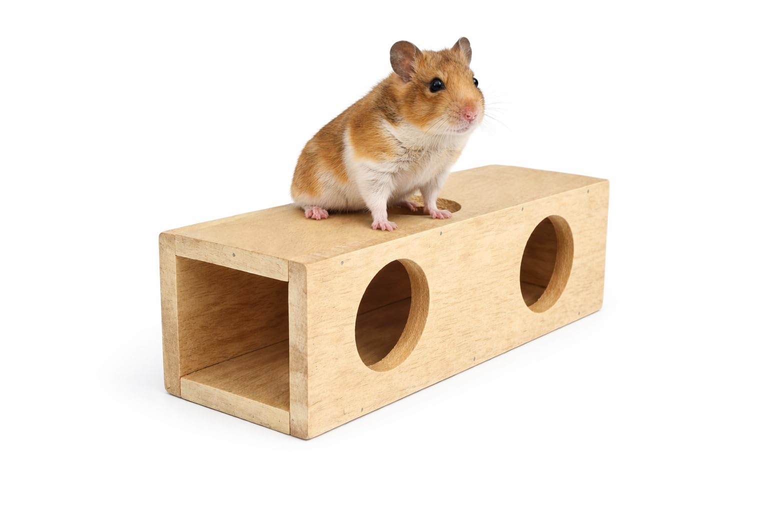 KSK Wooden Hamster House Hideout Hut – Small Animal Hide House for Hamster, Guinea Pig, Gerbil & Dwarf Rabbit – Natural Wood Shelter for Cage, Sleeping Nest & Play Home-image-29