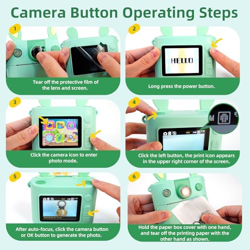 Image of ORGSTA Kids Instant Print Camera for Boys and Girls 1080P HD Toddler Digital Camera with 3 Rolls Print Paper&32G Card, Christmas Birthday Gift Toys for Age 3-16 Kids Portable Travel Digital Camera Toy