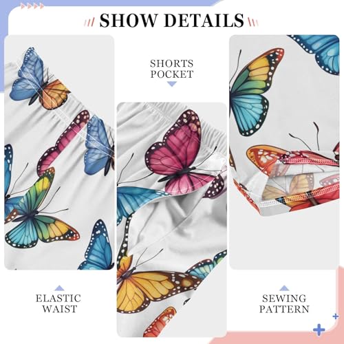 Pajama Pants Lounge Sleep PJ Bottoms Sleepwear Elastic Waist Drawstring S Butterfly Pattern4