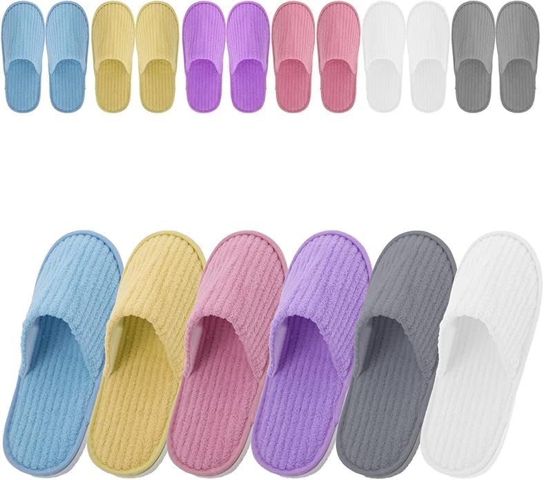 TESIN 12 Paar Hotelslipper Bunt Hausschuhe Set für Gäste,...