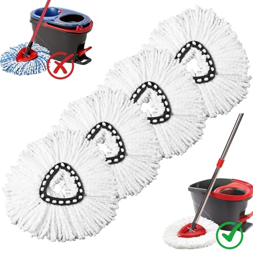 Jikefa 4 Pack Mop Heads Replacements Compatible with O Cedar Easywring 1-Tank System Easy Wrin Spin Mops Triangle Swivel Microfiber Mops Washable & Easy to Replace