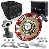 D-Cycle DCA- GX1 GX390 Recoil Pull Starter,Muffler Exhaust Assembly with Exhaust Pipe,Gaskets Replacement for Honda 11Hp 13Hp GX340 GX390 28400-ZEE-W01ZA