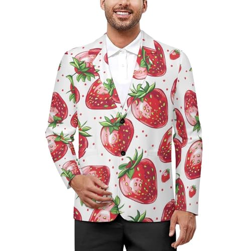 Strawberry Men's Suits Dress Business Formal Suit Print Jackets Coat For Wedding Party