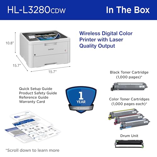 Image of Brother HLL3280CDW Wireless Compact Color Laser Printer, Duplex, Mobile Printing & Ethernet | Includes 2 Month Refresh Subscription Trial, Amazon Dash Replenishment Ready (Renewed Premium)