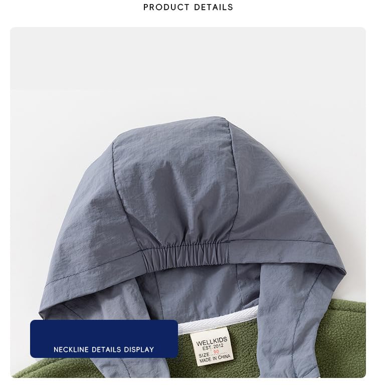 Irsutey Toddler Boys Girls Polar Fleece Jacket Color Block Hoodies Winter Thick Warm Outerwear3