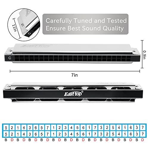 East Top T2403-C 24 Holes Professional Tremolo Harmonica Musical Instrument thumb #3