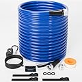 Heated Hose 100ft with Fittings, Heated Drinking Hose with Energy Saving Thermostat, -45 ? Antifreeze Heated Water Hose for RV and Leakage Protector, Freeze Proof Heated Camper Water Hose