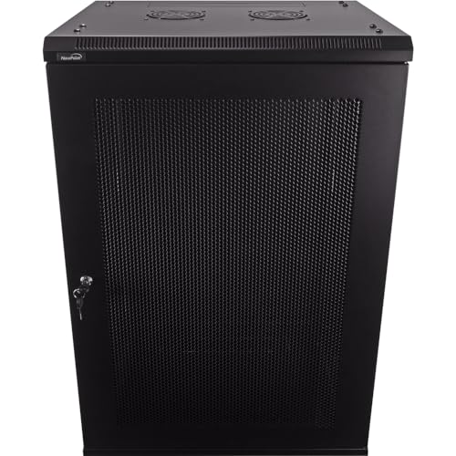 Image of NavePoint 18U Server Rack Enclosure - 17.7 inch Deep, Wall Mount Network Cabinet with Locking Perforated Door, 19 inch IT Equipment Compatible, Network Rack, Removable Side Panels, Black