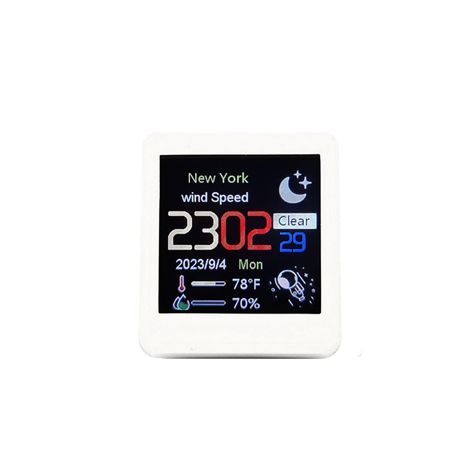 White Mini Desktop Clock WiFi Weather Clock 1.5