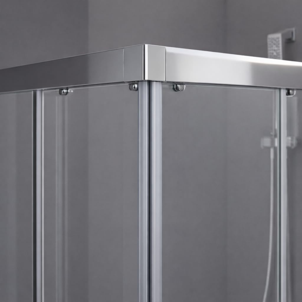 Box Doccia Angolare, Vetro Temperato Trasparente 6mm, 2 Porte Scorrevoli, Profili Cromati, Altezza 190 cm, Chiusura Magnetica (70x70)