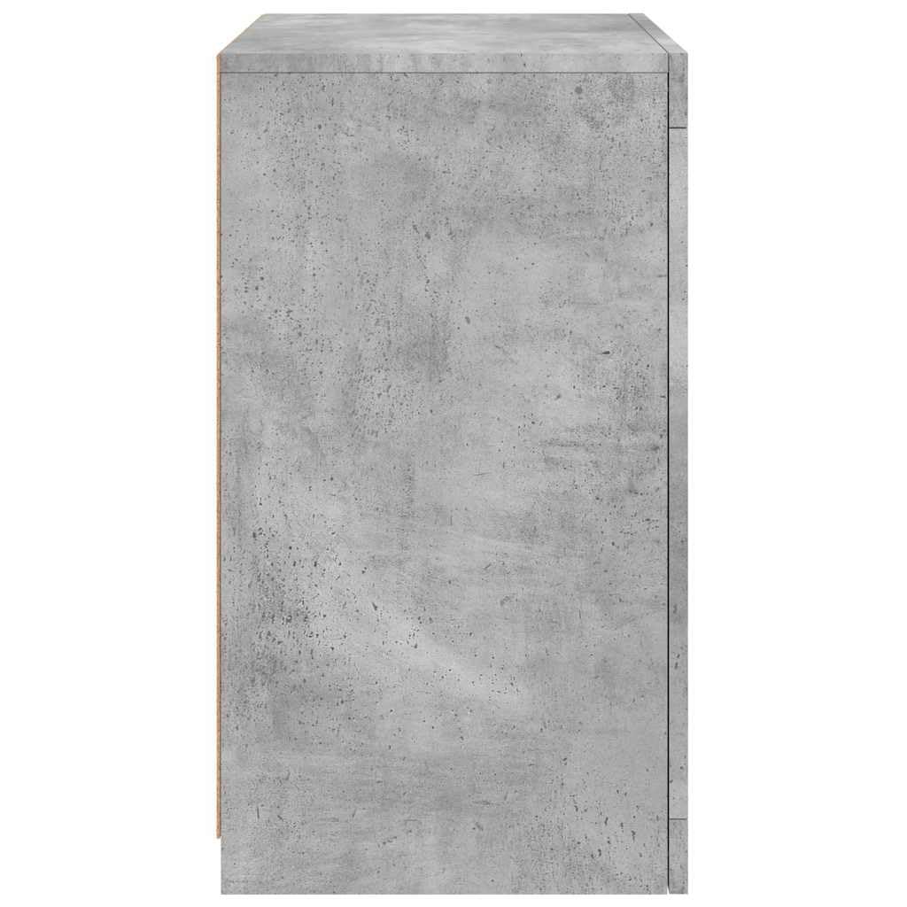 vidaXL Armadietto con Luci LED Grigio Cemento in Legno Multistrato, armadietto con LED, credenza, portaoggetti, mobiletto, Mobile portaoggetti