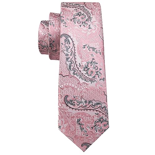 Image of Barry.Wang Men Ties Paisley Woven Silk Necktie Set with Pocket Suqare Cufflinks Formal