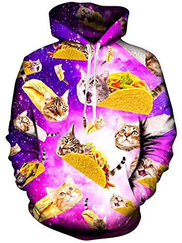 Rave on Friday Femme Sweats à Capuche 3D Impression Cat Hoodie Manches Longues Sweat-Shirt avec...