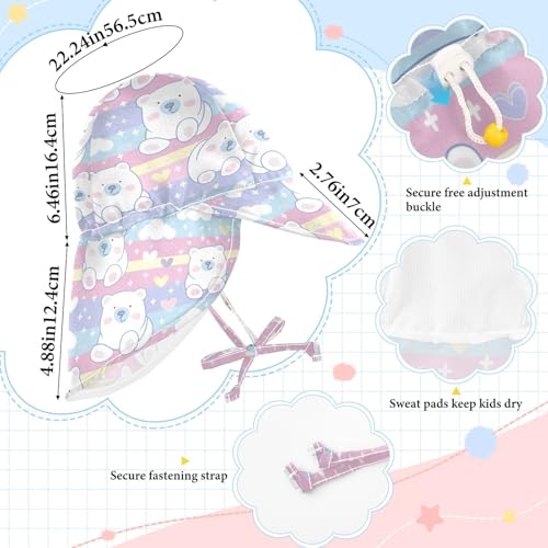 Polar Bear Cartoon Infant Toddler & Kids Sun Hats Baby Boys Beach Play Hats Baby Girls UPF 50+ Protection Neck Flap Traveling Camping4