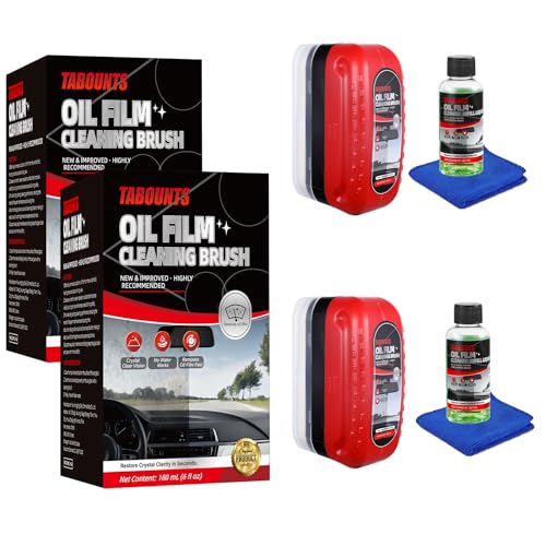 TABOUNTS 2 Pack Automotive Oil Film Cleaning Brush for Car Windows, Windshield Oil Film Remover, Strong Cleaner Improves Driving Clarity & Visibility